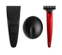 Bolin Webb Poignée Monza rouge avec support pour rasoir et étui de voyage étanche. Équipé de la technologie Gillette Mach3 Blade Cartridge Rasoirs primés pour homme Fabriqué en Angleterre Style R1