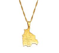 Bolivie Carte Pays Villes Nom Pendentif Colliers Pour Femmes, Boliviens Cartes Bijoux Cadeaux Patriotiques, Collier Personnalisé Unisexe, Drapeau Accessoires, Quotidien Décontracté Fête Maria