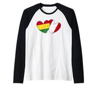 Bolivie Pérou Cœurs Drapeau Bolivien Péruvien Amitié Manche Raglan