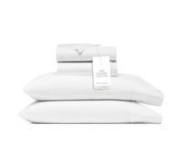 BOLL & BRANCH Parure de lit avec Ourlet en Percale - Grand lit, Blanc - Luxe 100% Coton Bio, naturellement rafraîchissant - 1 Drap Plat, 1 Drap-Housse et 2 taies d'oreiller