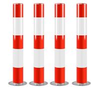 Bollard de Sécurité de la Circulation, 75 cm Poteau de Panne Réfléchissant, Poteaux de Bornes en Tube, Cônes de Signalisation, Barrière d'allée, Blanc Rouge(4pcs)