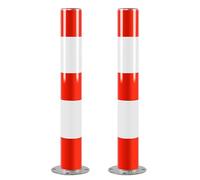 Bollard de Sécurité de la Circulation, 75 cm Poteau de Panne Réfléchissant, Poteaux de Bornes en Tube, Cônes de Signalisation, Barrière d'allée, Blanc Rouge(2pcs)