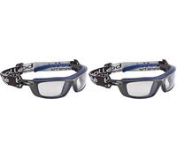 Bollé BAXTER - Montura PC negro y azul - Ocular incoloro en PC anti-vaho y anti-rayaduras PLATINUM - cinta y espuma BAXPSI Taille Unique (Lot de 2)