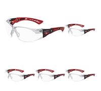 Bollé Lunettes de protection Rush+ - incolore - RUSHPPSI, Flexible, Anti-buée, Antidérapant, Rouge,noir (Lot de 5)