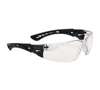 Bolle Safety Standard Issue Bolle RUSH+ BSSI Lunettes de sécurité à verres transparents - Revêtement rigide platine et revêtement anti-buée - Branches bi-matière PC + TPR noir mat
