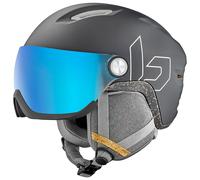 Bollé Casque de ski à visière V-Atmos Eco - Noir mat, Photochromique Bleu Cat.1-3 - Mixte M 55-59