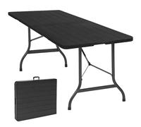 BOLLI Table Pliante Rectangulaire en Aspect Rotin - Table de Jardin 8 Personnes - L180 x l75 x H73cm - Noir