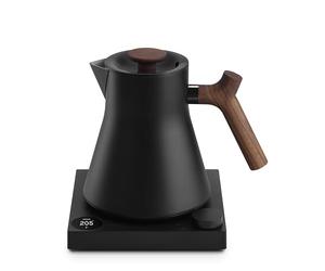 Bollitore elettrico per il tè Fellow Corvo EKG - Teiera e caffè pour-over elettrici - EU, Nero opaco con manico in noce - 0,9 litri
