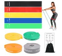Bollyen Bandes de Résistance | Pack Combiné Élastique Musculation & Bande Élongation | 9 Pièces pour Gym Maison, Yoga, Étirement | Homme/Femme | Sac + Poster Inclus