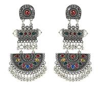 Bollywood Jewelry Boucles d'oreilles pendantes traditionnelles ethniques mexicaines indiennes Jhumka Jhumka pour femme pour fête mariage 2 couleurs, taille unique, Comme décrit, Comme décrit.