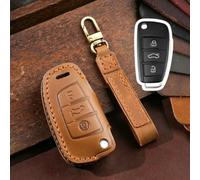 BOLNEY Étui de clé Intelligente de Voiture à 3 Boutons, Coque de Porte-clés pour Audi A1 A3 A6 A6L Q2 Q3 Q7 TTS R8 S6 RS3, Porte-clés en Cuir