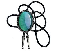 Bolo Cravate avec pierre naturelle Turquoise Style pierre véritable et corde en cuir de vache Plus de couleurs, Œil de chat émeraude, Medium