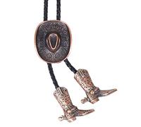 Bolo Ties for Men Western - 3D Cowboy Hat Bolo Tie Design with Vintage Cowboy Boots Bolo Tie Western Bolotie Cowboy Bola Tie (Bronze Cowboy Hat Tie)