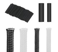 Boloest Lot de 4 rouleaux de fil de câble tressé extensible en PET de 3 m - 10/20 mm - Protection pour audio, vidéo, équipement domestique, câble automobile (noir, blanc)
