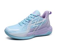 Bolognifi Chaussures de Basket-Ball Lumineuses for Hommes, résistantes à l'usure et antidérapantes Équipement de Basketball(Sky Blue,40 EU)