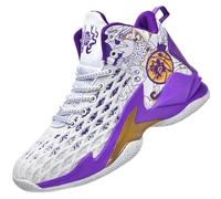 Bolognifi Men's Anti Slip and Wear-Resistant Training Basketball Shoes Équipement de Basketball(Purple,43 EU)