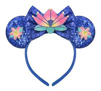 Bolonar Serre-tête à fleurs bleues à paillettes avec oreilles de princesse pour femmes et adultes