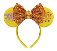 Bolonar Serre-tête avec oreilles de souris de lion pour femmes et filles - Jolies oreilles de souris jaunes à paillettes - Serre-tête pour Halloween
