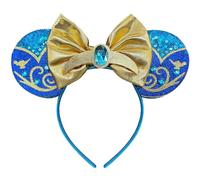Bolonar Serre-tête oreilles de souris pour femme adulte, bandeau princesse bleu avec perles et oreilles à paillettes