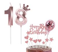 Bolosa - Bougies d'anniversaire Bolosa numéro 18, décoration de gâteau pour fille 18e anniversaire, bougies d'anniversaire pour fille garçon 18e anniversaire d