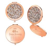 Bolosa Cadeau d'anniversaire pour femme, miroir de poche compact or rose, cadeau de 40e anniversaire pour elle, idée de cadeau d'anniversaire de 40 ans pour femme