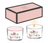 Bolosa Lot de 2 bougies d'anniversaire pour femmes - En verre - Idéales comme cadeau d'anniversaire pour femme, maman, mère, meilleure amie, sœur, grand-mère, couple, personnalisées (muesli au lait et