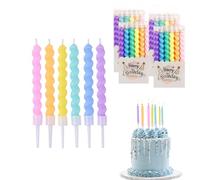 Bolosa Lot de 24 bougies d'anniversaire colorées pour gâteau, bougies d'anniversaire F
