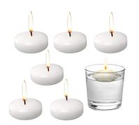 Bolosa Lot de 6 bougies flottantes blanches flottantes étanches 45 x 25 mm en cire de soja - Bougies flottantes - Grandes bougies chauffe-plats - 30 à 60 minutes
