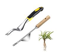 BoloShine 2 Pcs Désherbeur Manuel, Outil de Désherbage Manue Outil de Désherbage de Pissenlit Désherbeur À Main en Acier Inoxydable Extracteur de Mauvaises Herbes Jardin avec Poignée en Antidérapant