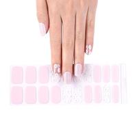 Boloshine 20Pcs Vernis À Ongles Autocollants, Bandes Gel Auto-Adhésifs Brillante avec Stickers UV Qualité Salon - Lampe UV/LED Requise - Serment des Fleurs de Cerisier