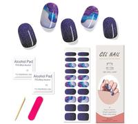Boloshine 20Pcs Vernis À Ongles Autocollants, Qualité Salon Semi Cured Gel Nail Stickers, Auto-Adhésifs Imperméable Bande de Gel pour Ongles UV/LED Lamp Required, Voie Lactée au Crépuscule