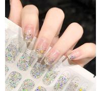 Boloshine 22Pcs Bandes de Vernis à Ongles en Gel, Brillant Auto-Adhésifs Ongles en Gel UV Semi Durci, Imperméable Durable Vernis Autocollant Ongles, Nail Stickers pour Femme Fille (Galaxie Onirique)