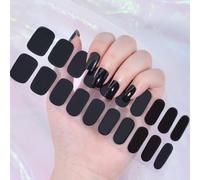 Boloshine 22PCS Gel Vernis À Ongles Autocollants(Noir Pur), Autocollants Auto-adhésifs pour Vernis à Ongles, Couverture Complète Nails Wraps Stickers Manucure Décoration pour Femme Fille