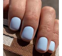 Boloshine 24 Pièces Faux Ongles Court Carrés, Couleur Pure Couverture Complète Press on Nails, Ongles à Coller French Manucure, Décorations et Accessoires pour Femmes Filles, Le Murmure du Vent Marin