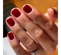 Boloshine 24 Pièces Français Faux Ongles, Acrylique Ongles à Coller Faux Ongle, Couleur Pure Couverture Complète Press on Nails, Faux Ongles Carrés Court pour Femmes Filles, Lèvres Rouge Flamboyant