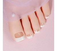 Boloshine 26Pcs Bandes d'ongles en Gel Semi Durci, Autocollant Ongles pour Pied Français Brillant, Ongles Pied Gel UV Vernis À Ongles Autocollants pour Femmes Filles - Doux Murmure de Blanc Pur