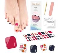 Boloshine 32Pcs Gel Vernis À Ongles Autocollants, Bande de Gel Semi-Durci pour Ongles Pied, Ongles Autocollants Auto-Adhésifs UV Gel Nail Sticker pour Femmes Filles - Les Fleurs Refleurissent Toujours