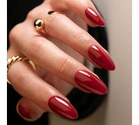 Boloshine Amande Faux Ongles Court, 24 Pièces Couleur Pure Press on Nails Faux Ongles Autocollants, Glossy Couverture Complète Ongles à Coller Décorations Accessoires pour Femmes et Filles, Rouge Rosé