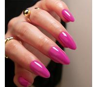 Boloshine Amande Faux Ongles Court, 24 Pièces Couleur Pure Press on Nails Faux Ongles Autocollants, Glossy Couverture Complète Ongles à Coller Décorations Accessoires pour Femmes et Filles, Violette
