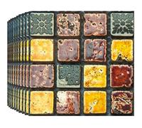 BoloShine Autocollant Mural 30 Pièces, Imperméable Mosaique Stickers Carrelage Adhesif Mural Salle de Bain Muraux Adhesive pour Cuisine, DIY Stick Tile Carreaux Decoratif Papier(10X10CM) (Jaune)