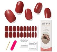 Boloshine Autocollant Ongle Gel UV Semi Durci, 20Pcs Paillettes Auto-adhésifs Autocollant French Manucure, Durable Gel Pad Ongles Vernis Autocollant pour Femme & Fille Nail Art - Le Baiser de Rubis