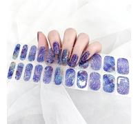 Boloshine Autocollant Ongle Gel UV Semi Durci, 22 Pcs Auto-Adhésif Couverture Complète Paillettes Gel Nail Stickers, Bandes de Vernis à Ongles en Gel UV/LED Lamp Required (La nuit étoilée descend)