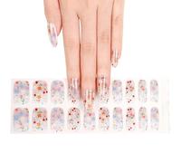 Boloshine Bandes Autocollantes en Gel Semi-Durci, 20Pcs Couverture Complète Français Enveloppes à Ongles, Stickers Ongles Manucure Décoration pour Femmes Filles - Flâner dans une mer de fleurs