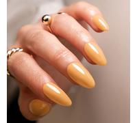 Boloshine Faux Ongles Courts, 24 Pièces Press on Nails Amande Faux Ongles, Ballerine Ongle Artificiels Fake Nails, Couleur Pure Couverture Complète Ongles à Coller pour Femmes et Filles, Jaune Ambre