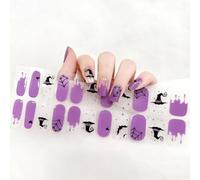 Boloshine Halloween Gel Vernis À Ongles Autocollants, 22PCS Bande de Gel Semi-Durci pour Ongles, Auto-adhésifs Autocollant pour Ongles en Gel pour Femmes Filles - Chapeau Magique de Sorcière