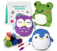 BoloShine Kit Crochet Débutant Complet, Kits Amigurumi Crochet Tricot pour Adultes avec Fil Aiguille, DIY Porte Clé Manuelle Loisirs Créatifs 3 Animaux avec Tutoriel Vidéo et Instructions