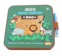 Boloshine Livre Magique à L'eau Réutilisable, Magic Water Book, Effaçable Livre de Coloriage a L’eau avec Autocollant Assorti et Stylo pour 3+ âge Garçons Filles Cadeaux (Animaux)