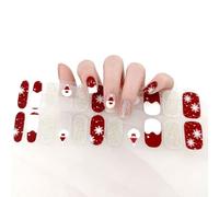 Boloshine Noël Bandes de Vernis À Ongles en Gel, 22pcs Rouge Nail Stickers Flocon de Neige Bandes de Vernis à Ongles en Gel Wraps, Auto-adhésif Nail Art Stickers pour Fête d'Noël Bal de Promo