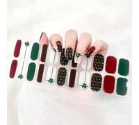 Boloshine Noël Bandes de Vernis À Ongles en Gel, 22pcs Rouge Vert Nail Stickers Bandes de Vernis à Ongles en Gel Wraps, Auto-adhésif Nail Art Stickers pour Fête d'Noël Bal de Promo