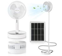 BoloShine Ventilateur de Table Pliable, Sur Pied Solaire Rechargeable USB 3 Vitesse, Télescopique de Bureau Réglable en Hauteur, de Sol pour Camping Maison Voyage